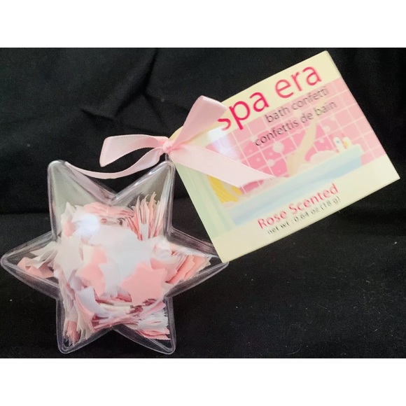 New Spa Era Rose Scented Pink White Star Bath Confetti Essential Oils Hydrates - Picture 2 of 6